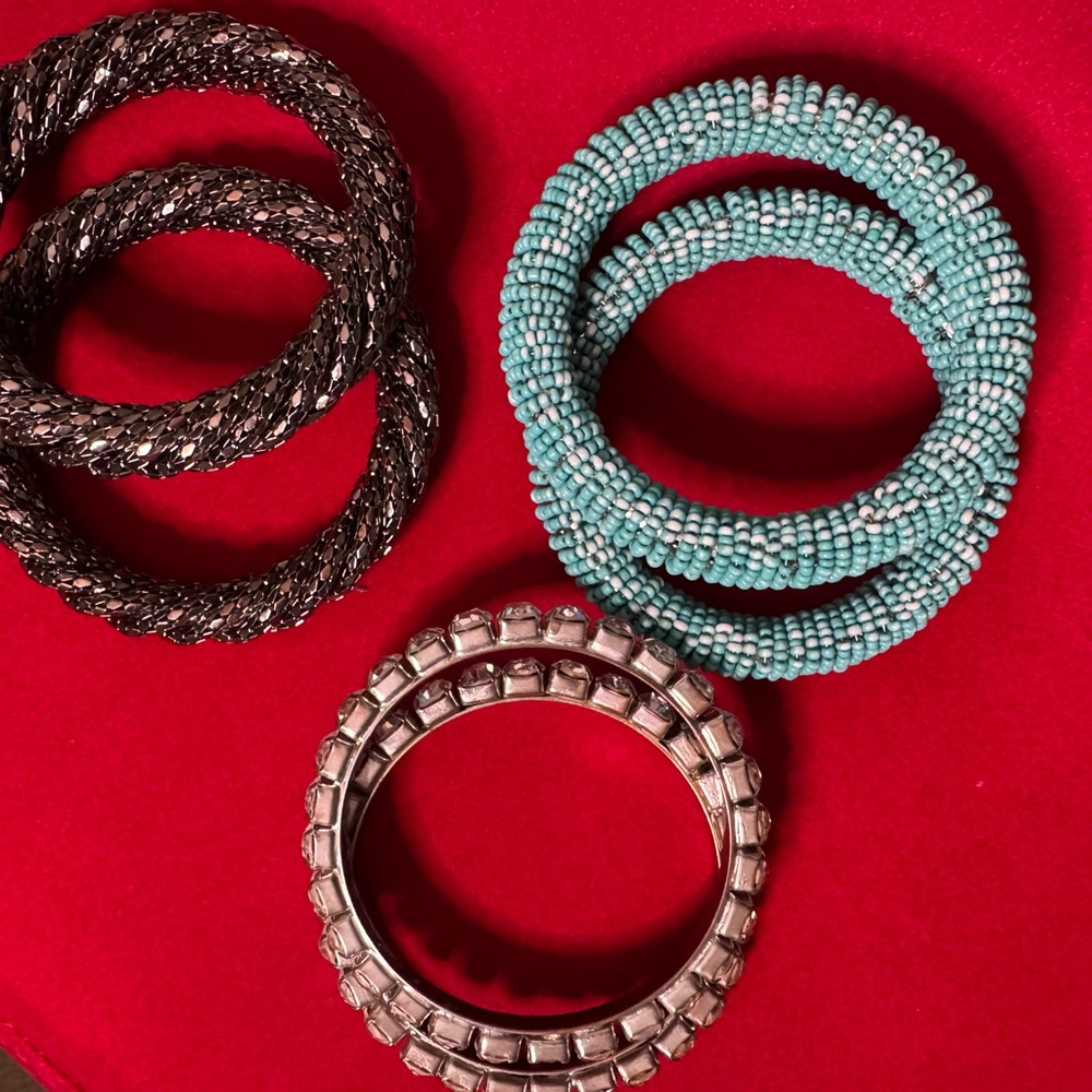 Funky bangle Elegant Bracelet 6 Set - Black, Turquoise, Silver festival jewelry - Picture 6 of 8